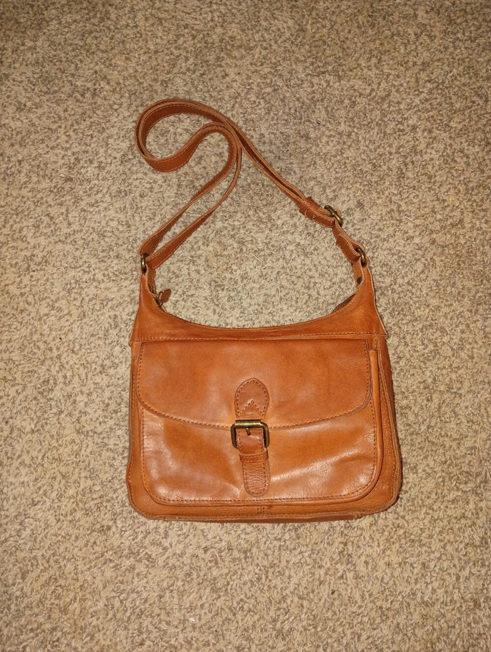 Paul and Taylor Classic Tan Leather Crossbody Bag